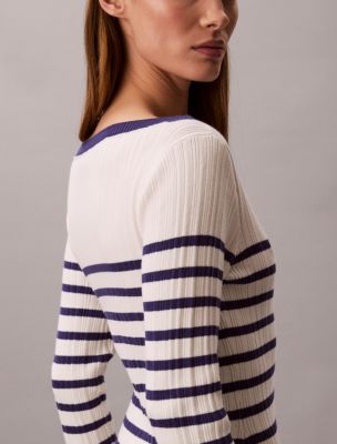 Женские платья Calvin Klein Stripe Long Sleeve Rib Mini Dress — фото 6