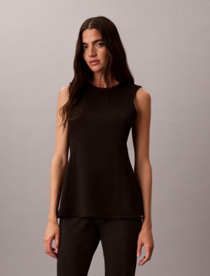 Ponte Sleeveless Top, Black