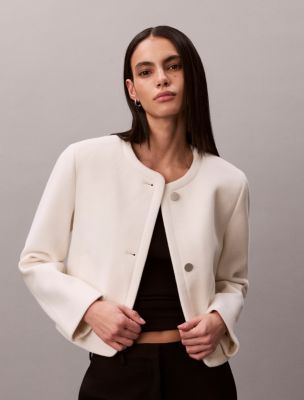 Structured Collarless Jacket, Tofu