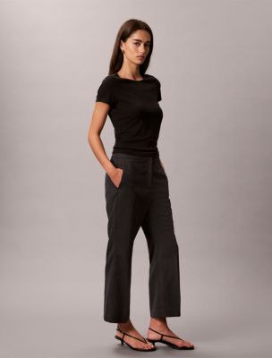 Женские брюки Calvin Klein Worsted Wool Blend Trouser, цвет: Угольный — фото 3