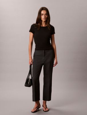 Worsted Wool Blend Trouser, Charcoal