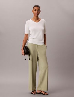 Stretch Crepe Travel Pants, Tea