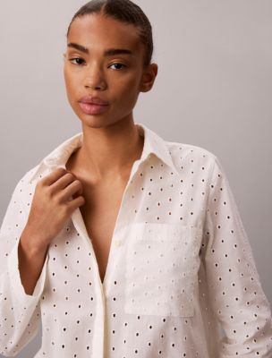 Женские рубашки Calvin Klein Broderie Anglaise Button-Down Shirt — фото 3