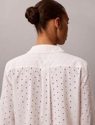Женские рубашки Calvin Klein Broderie Anglaise Button-Down Shirt — фото 4