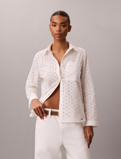 Женские рубашки Calvin Klein Broderie Anglaise Button-Down Shirt