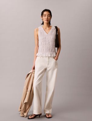 Женские топы Calvin Klein Yarn-Dyed Poplin Cotton Top — фото 2