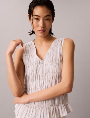 Женские топы Calvin Klein Yarn-Dyed Poplin Cotton Top — фото 3