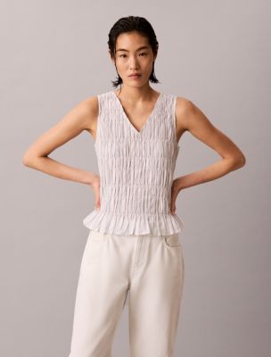 Yarn-Dyed Poplin Cotton Top, Dusty Sailor Blue Accent Stripe