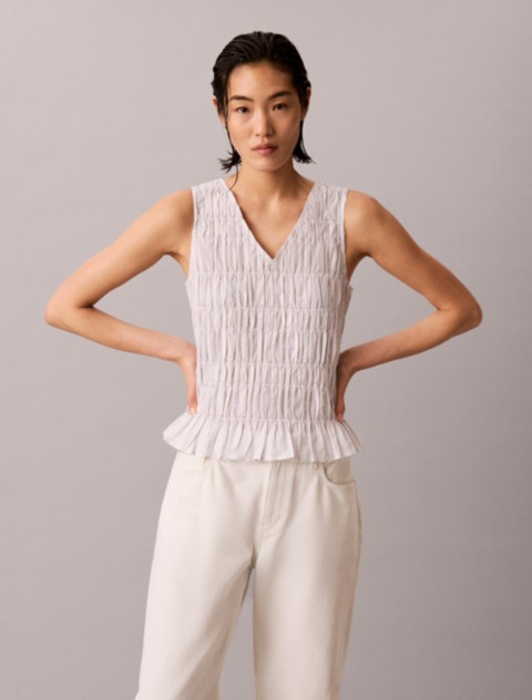 Женские топы Calvin Klein Yarn-Dyed Poplin Cotton Top