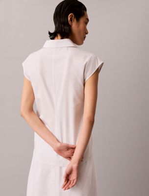 Женские рубашки Calvin Klein Cotton Poplin Tie Button-Down Shirt — фото 5