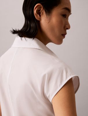 Женские рубашки Calvin Klein Cotton Poplin Tie Button-Down Shirt — фото 6