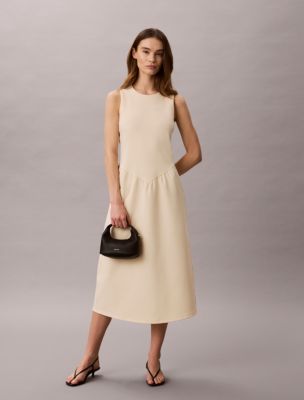 Flared Midi Dress, Vanilla Custard