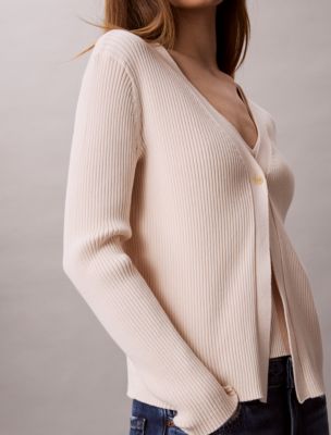 Женские комплекты Calvin Klein Cotton Rib Cardigan and Tank Set, цвет: Жемчужный — фото 6