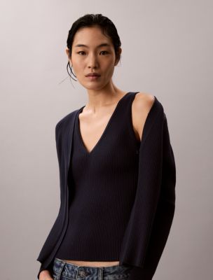 Женские топы Calvin Klein Cotton Rib Cardigan and Tank Set — фото 3