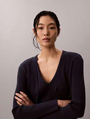 Женские топы Calvin Klein Cotton Rib Cardigan and Tank Set — фото 6
