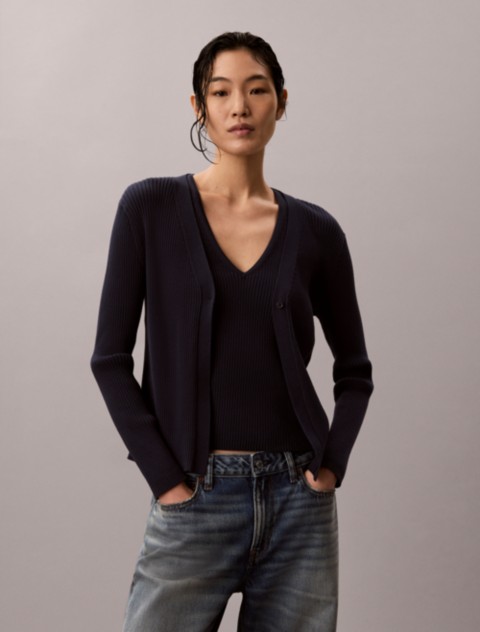 Женские топы Calvin Klein Cotton Rib Cardigan and Tank Set