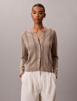 Linen Blend Cardigan, Roasted Cashew