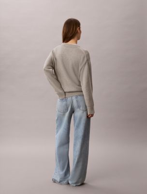 Женский свитер Calvin Klein Logo Graphic Relaxed, цвет: Серый меланжевый — фото 4