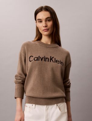 Logo Graphic Relaxed Sweater, Shitake Melange