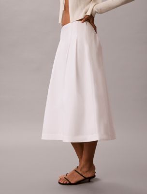 Женская юбка Calvin Klein Cotton Poplin Midi, цвет: Яркий белый — фото 2