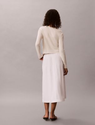 Женская юбка Calvin Klein Cotton Poplin Midi, цвет: Яркий белый — фото 5