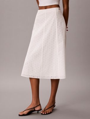 Женская юбка Calvin Klein Broderie Midi, цвет: Молочный — фото 2