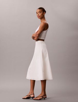 Женская юбка Calvin Klein Broderie Midi, цвет: Молочный — фото 3