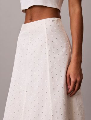 Женская юбка Calvin Klein Broderie Midi, цвет: Молочный — фото 4