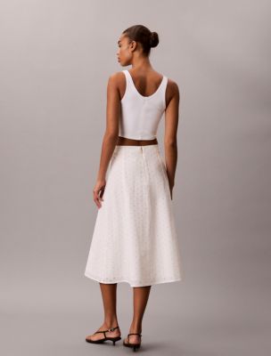 Женская юбка Calvin Klein Broderie Midi, цвет: Молочный — фото 5