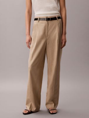Женские брюки Calvin Klein Linen Blend Tailored Wide Leg Pants — фото 2