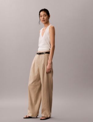 Женские брюки Calvin Klein Linen Blend Tailored Wide Leg Pants — фото 4