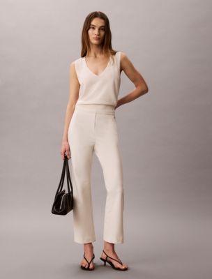 Ponte Cropped Flared Pants, Tofu