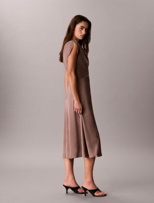 Женское платье Calvin Klein Hammered Satin Midi, цвет: Железный — фото 5