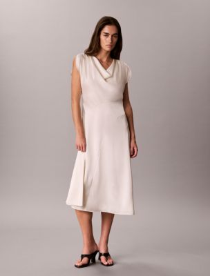 Hammered Satin Midi Dress, Tofu