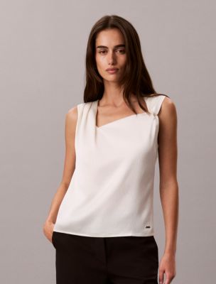 Hammered Satin Twist Top, Tofu