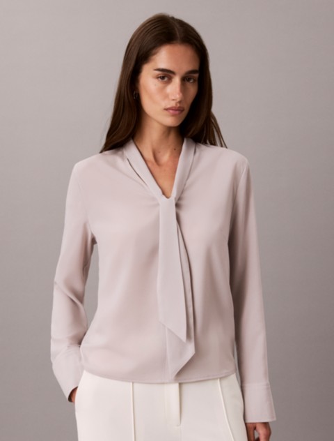 Женские топы Calvin Klein Scarf Neck Long Sleeve Top