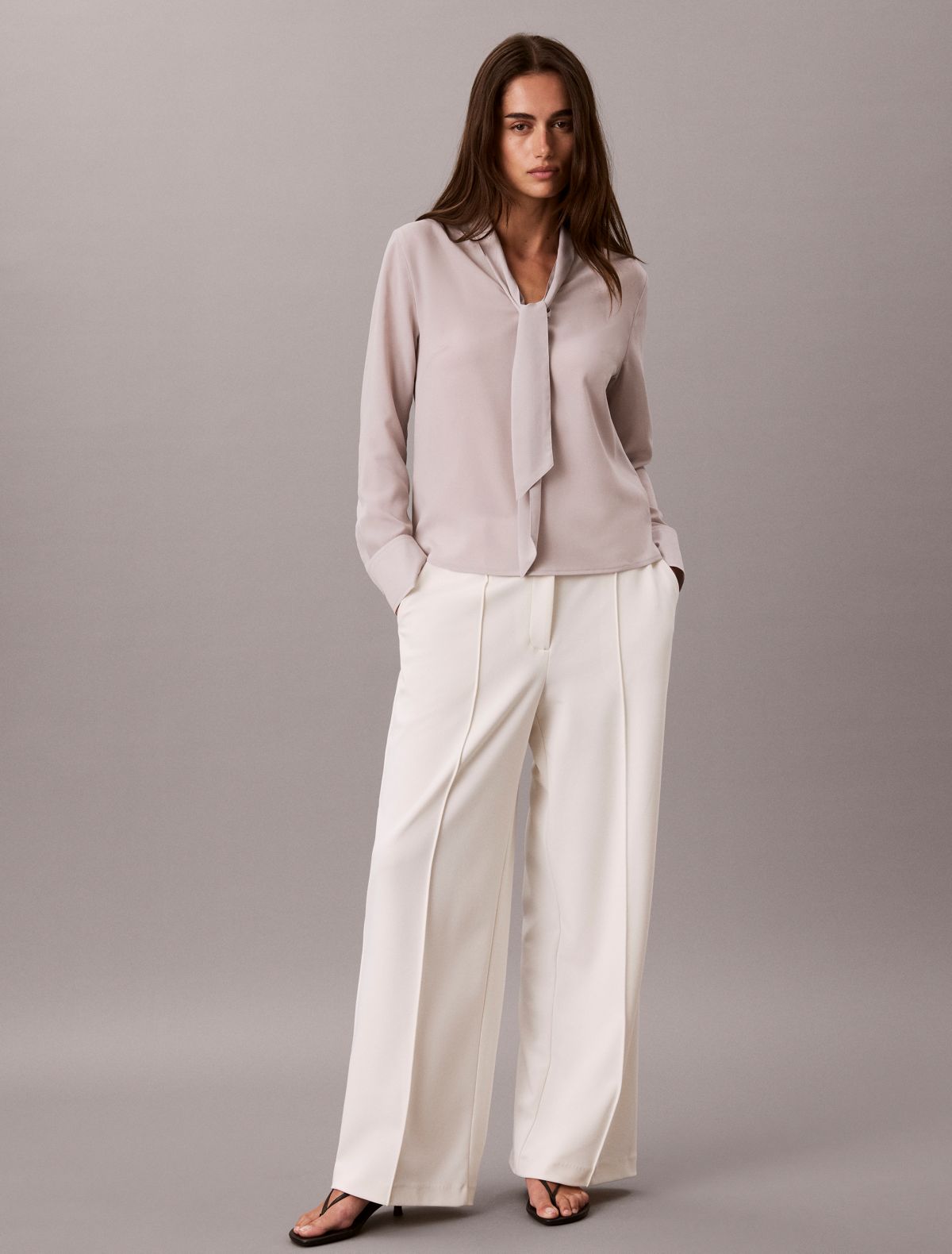 Scarf Neck Long Sleeve Top