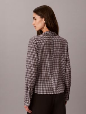 Женский топ Calvin Klein Printed Scarf Neck Long Sleeve Top, цвет: Железный — фото 3