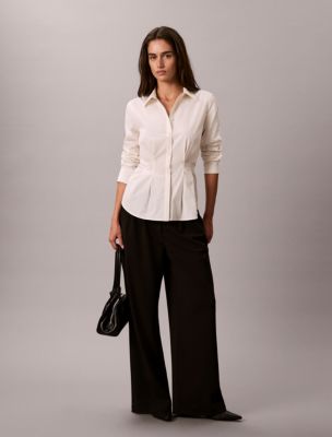 Женские рубашки Calvin Klein Cotton Poplin Fitted Shirt — фото 2