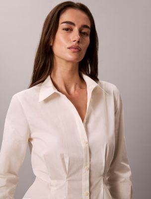 Женские рубашки Calvin Klein Cotton Poplin Fitted Shirt — фото 3
