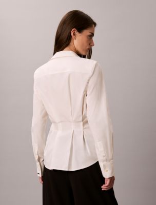 Женские рубашки Calvin Klein Cotton Poplin Fitted Shirt — фото 4