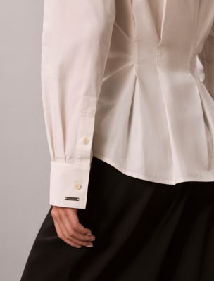 Женские рубашки Calvin Klein Cotton Poplin Fitted Shirt — фото 5
