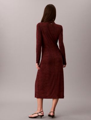 Женское платье Calvin Klein Gathered Crepe Jersey Dress, цвет: Бордовый бархатный — фото 5