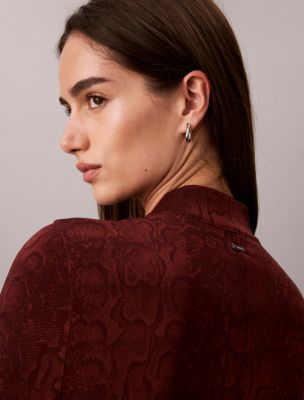 Женское платье Calvin Klein Gathered Crepe Jersey Dress, цвет: Бордовый бархатный — фото 6