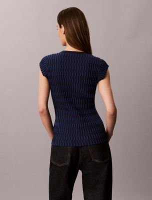 Женский кардиган Calvin Klein Tech Knit Checkered Rib, цвет: Синий — фото 5