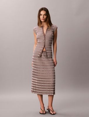 Tech Knit Checkered Rib Skirt, Ashes Of Roses