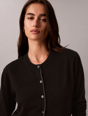 Женский кардиган Calvin Klein Merino Wool Blend, цвет: Чёрный — фото 3