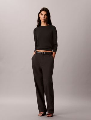 Женский свитер Calvin Klein Merino Wool Blend Crewneck, цвет: Чёрный — фото 2