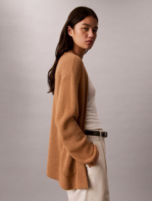 Женский кардиган Calvin Klein Merino Wool Blend Duster, цвет: Бронзовый — фото 2