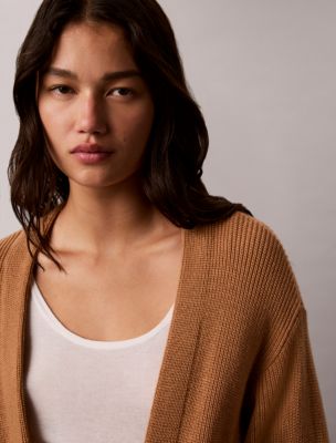 Женский кардиган Calvin Klein Merino Wool Blend Duster, цвет: Бронзовый — фото 4